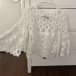 Elegant White Lace Women's Top